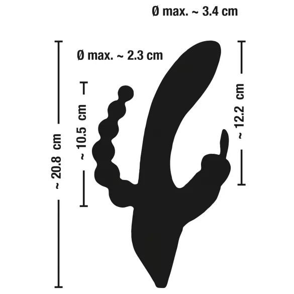 SMILE Triple - punjiva, vodootporna trostruka vibratora (crna)