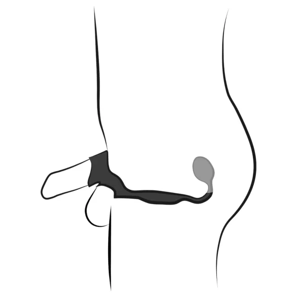 Rebel - crni prsten za penis, testise i analni vibrator