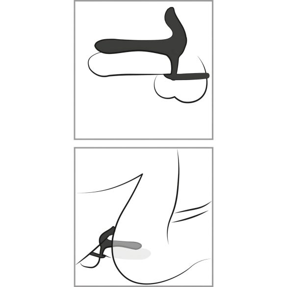 Black Velvets - bežični, 2-u-1 vibrator i prsten za penis (crni)