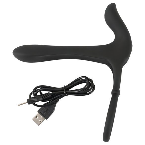 Black Velvets - bežični, 2-u-1 vibrator i prsten za penis (crni)