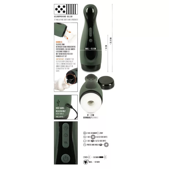 Rebel 2 u 1 - bežični, usisno-vibrirajući masturbator