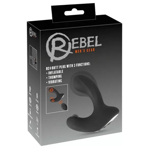 Rebel RC - bežični analni vibrator na naduvavanje (crni)