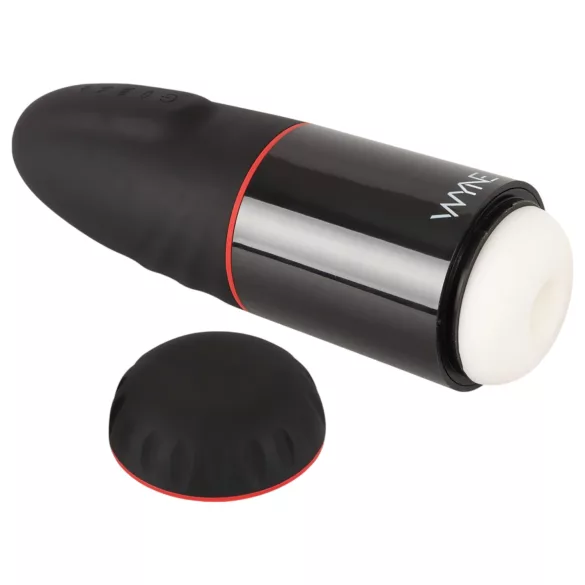 WYNE 02 - punjivi vibrator sa sisaljkom (crno-beli)