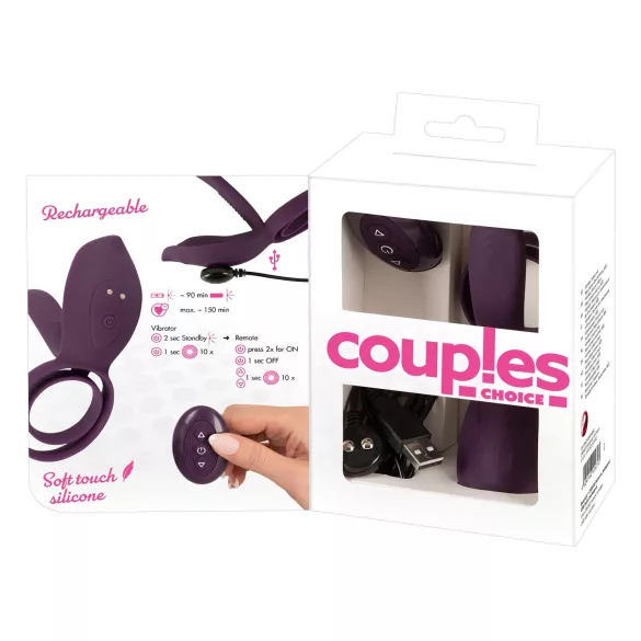 Couples Choice - punjiva, daljinska prsten za penis (ljubičasta)