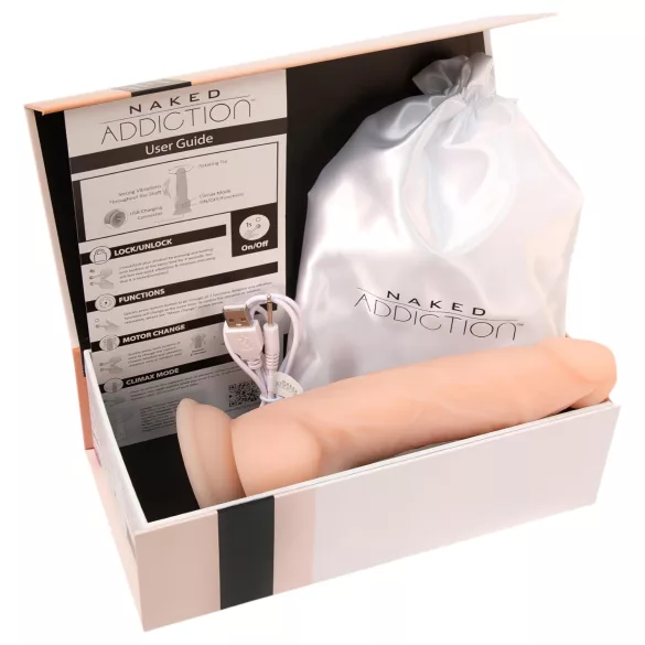 Naked Addiction Rotating 8 - rotirajući vibrator (20cm) - prirodna boja