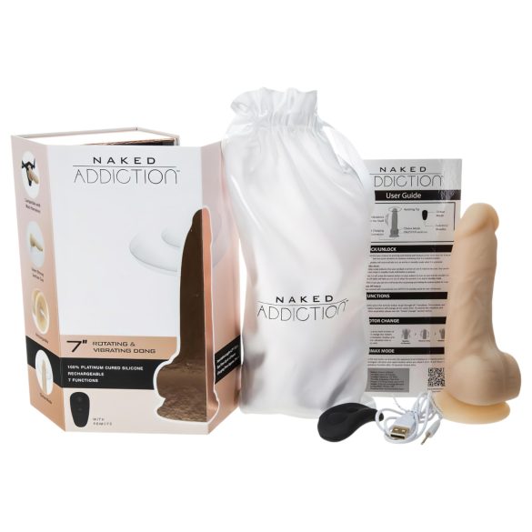Naked Addiction Rotating 7 - rotirajući vibrator (18cm) - prirodan izgled