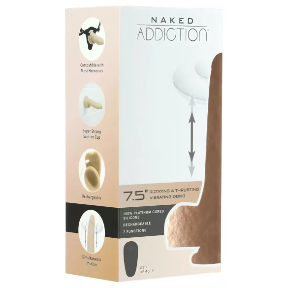 Naked Addiction 7,5 - Teleskop vibratori (19cm) - prirodan