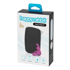   Happyrabbit Cock Kit - vibrirajući prsten za penis sa futrolom (ljubičasta)