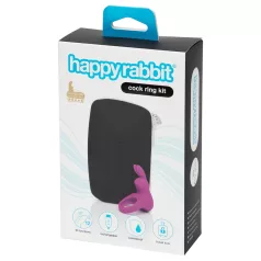   Happyrabbit Cock Kit - vibrirajući prsten za penis sa futrolom (ljubičasta)