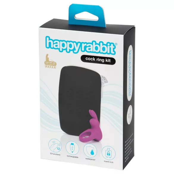 Happyrabbit Cock Kit - vibrirajući prsten za penis sa futrolom (ljubičasta)
