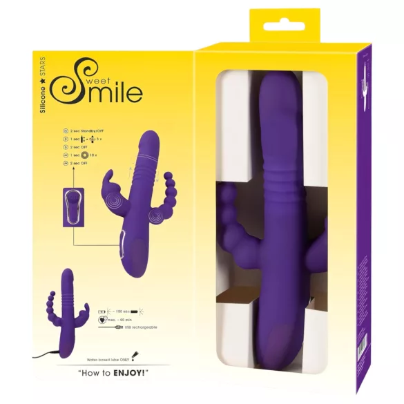 SMILE Triple - bežični vibrator sa tri kraka i rotacijom (ljubičasti)