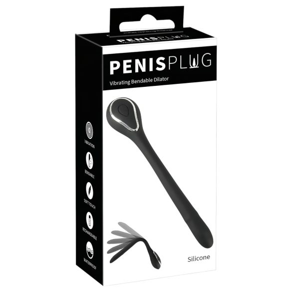 Dilator za penis – punjivi, vibrirajući (1,1cm) – crni