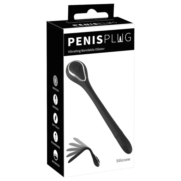 Penis plig dilator - akumulatorski, vibracioni dilator (1 cm, crni)