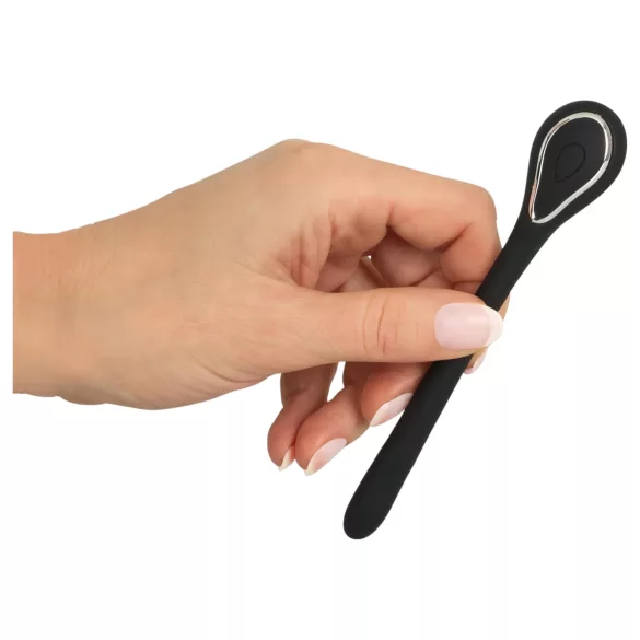 Penis plig dilator - akumulatorski, vibracioni dilator (1 cm, crni)