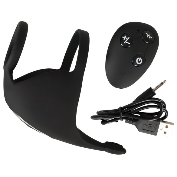 Rebel - bežični prsten za penis i masažer jaja (crni)