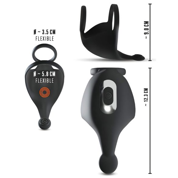 Rebel - bežični prsten za penis i masažer jaja (crni)