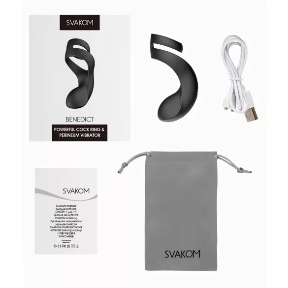 Svakom Benedict - stimulativni vibrirajući penis prsten za perineum (crni)