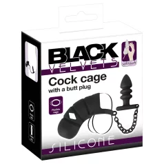   Black Velvets - silikonska penis kavez sa analnim čepom (crni)