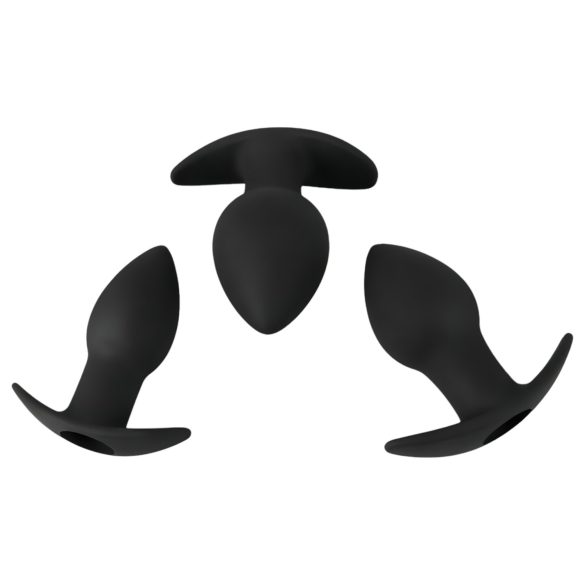 Crni Baršun - punjivi analni set, 3 u 1 (crna)