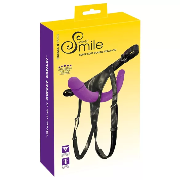 SMILE - Dupli dildo sa pojasom (ljubičasto-crno)