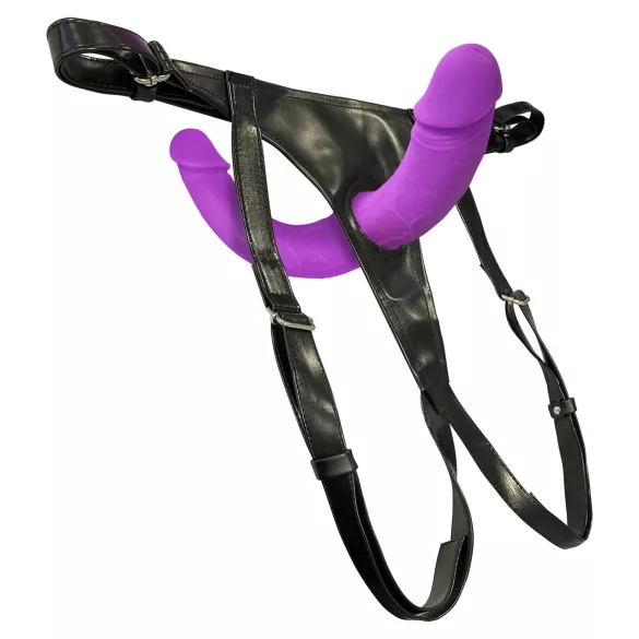 SMILE - Dupli dildo sa pojasom (ljubičasto-crno)