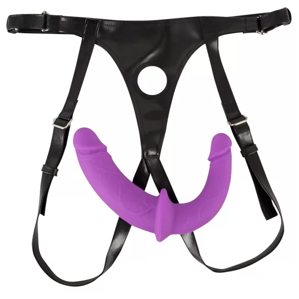 SMILE - Dupli dildo sa pojasom (ljubičasto-crno)