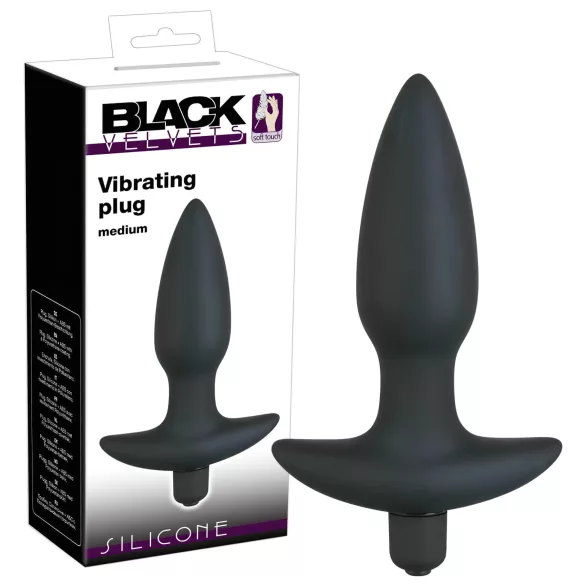 Crni Velvet analni čep vibrator - srednje величине
