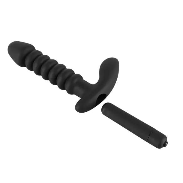 Crni Baršunasti naborani vibrator - srednji (crni)