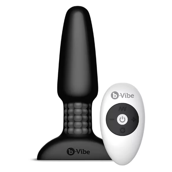 b-Vibe - rotirajući biserni analni vibrator na punjenje (crni)