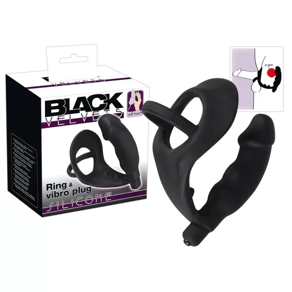 Black Velvet analni vibrator sa prstenovima (crni)