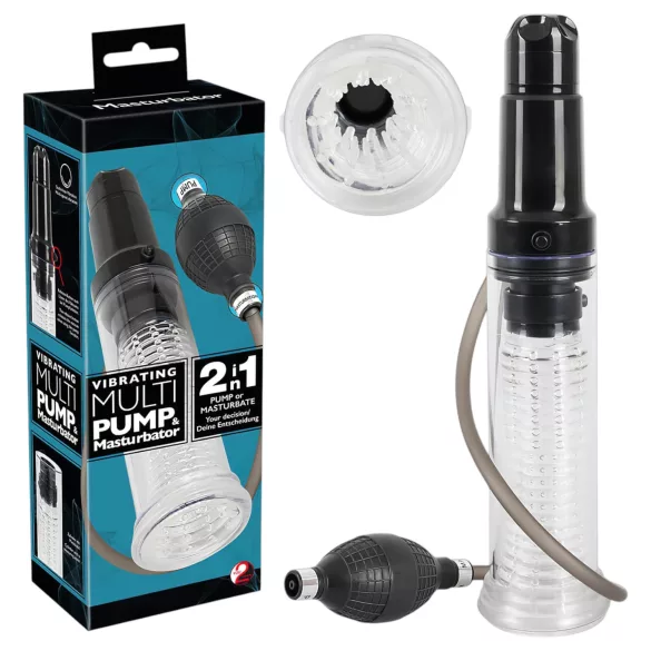 You2Toys - 2u1 - pumpa za penis i masturbator u jednom (prozirno)