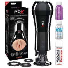   PDX Cock Compressor - usisivač, vibrirajuća vagina masturbator (crna)