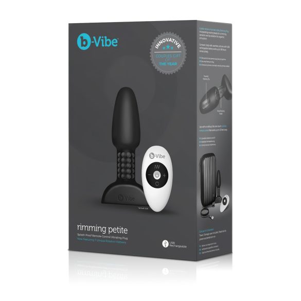 b-Vibe Rimming - rotirajući analni vibrator sa kuglicama (crni)
