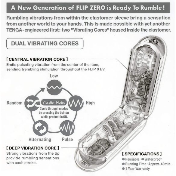 TENGA Flip Zero - beli vibracioni masturbator