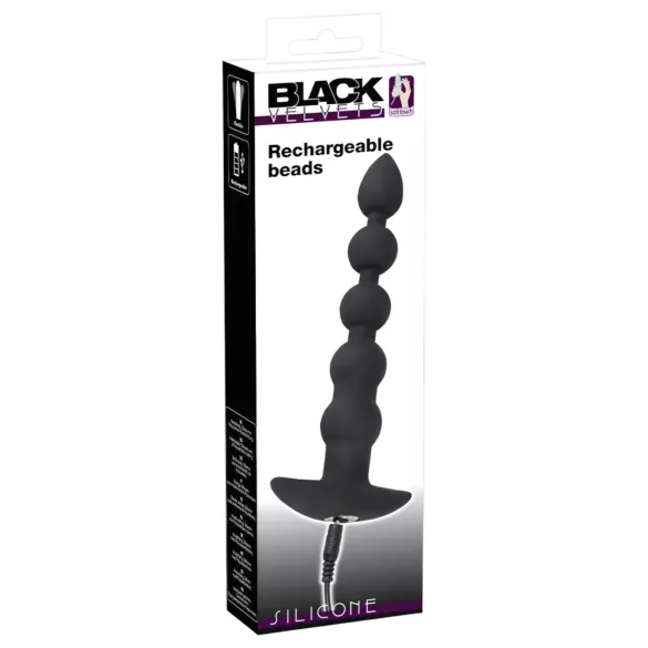 Black Velvet - punjivi crni analni vibrator sa 5 perli
