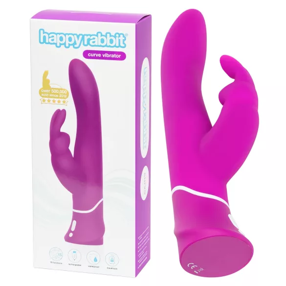 Happyrabbit Curve - vodootporni vibrator sa stimulatorom klitorisa (ljubičasti)