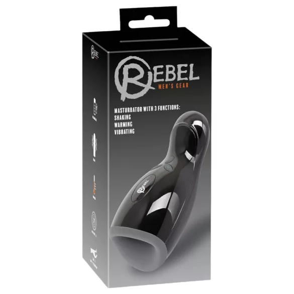 Rebel - grejni, vibrirajući masturbator s pokretnom funkcijom (crni)