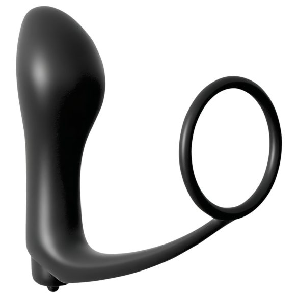 Analfantasy - prsten za penis s analnim vibratorom za prst (crni)