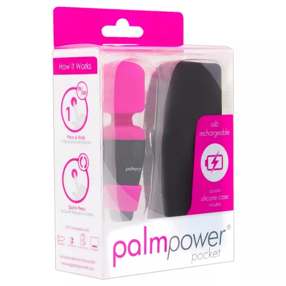 PalmPower Pocket štapić - mini masažer vibrator (pink-crno)