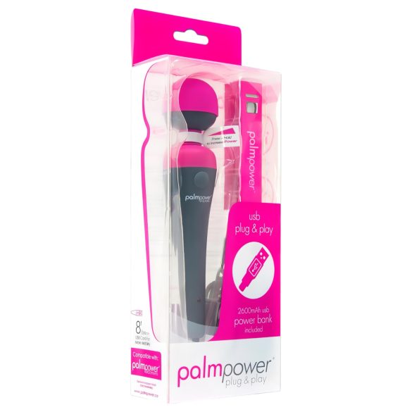 PalmPower štap - masažer, vibrator s powerbankom (pink-siva)