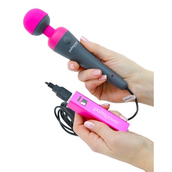 PalmPower štap - masažer, vibrator s powerbankom (pink-siva)
