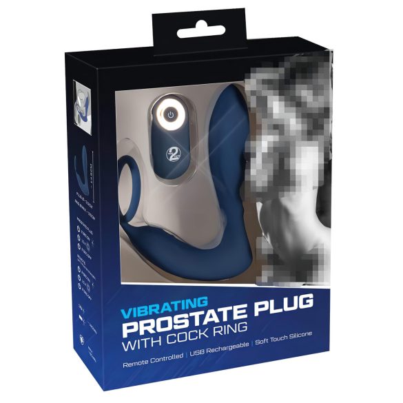You2Toys Prostate Plug - analni vibrator sa prstenom za penis (plavi)