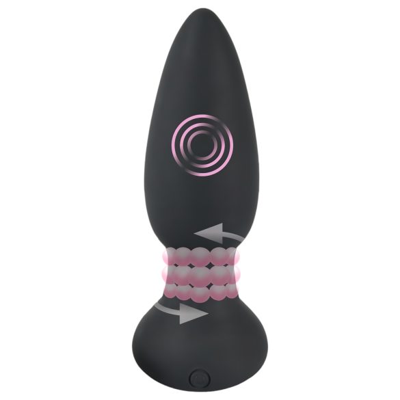 Crni Velvet - rotirajući analni vibrator sa perlama (crni)
