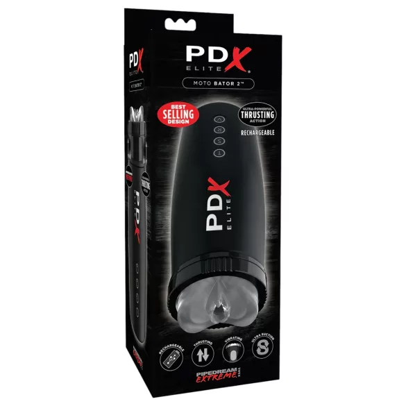 PDX Elite Moto Bator 2 - sisajući, gore-dole pokret veštačka vagina (crna)