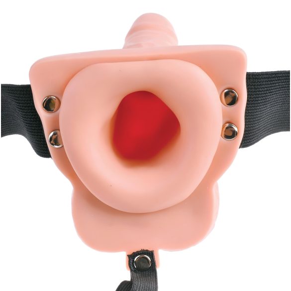 Fetiš Kaiš 6 - šuplji strap-on vibrator (prirodne boje)