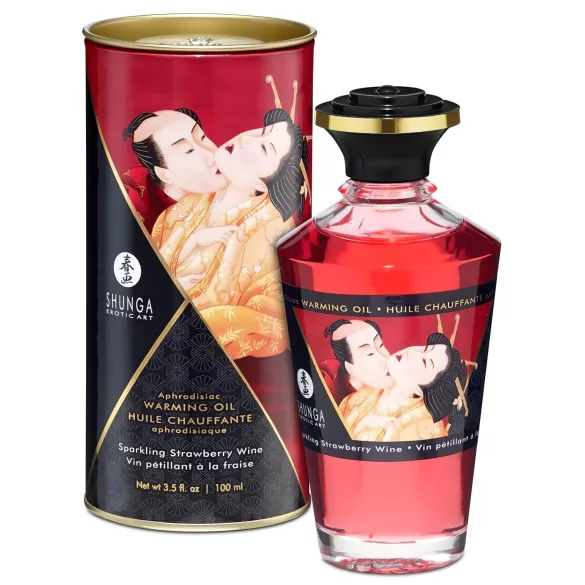 Shunga - grejuće ulje za masažu - šampanjac i jagoda (100ml)