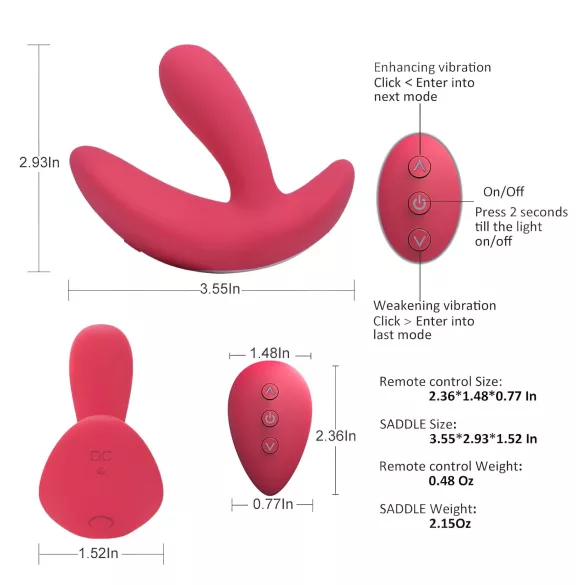 Cotoxo sedlo - daljinski prostatni vibrator (crveni)