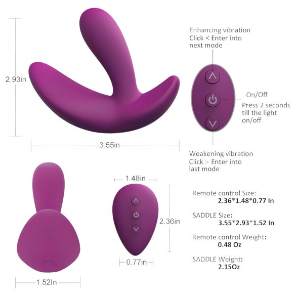 Cotoxo Sedlo - daljinski kontrolisani prostata vibrator (ljubičasti)