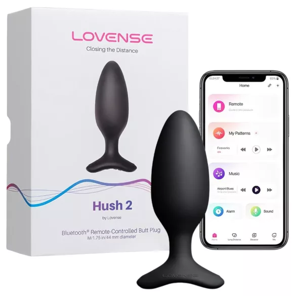 Lovense Hush 2 M - апликaцијом управљани анални вибратор (45 mm, црни)