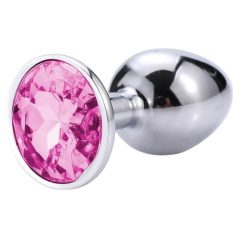 Sunfo - analni plug od metala sa pink kamenom (srebrni)
